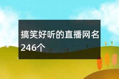 ​搞笑好听的直播网名246个