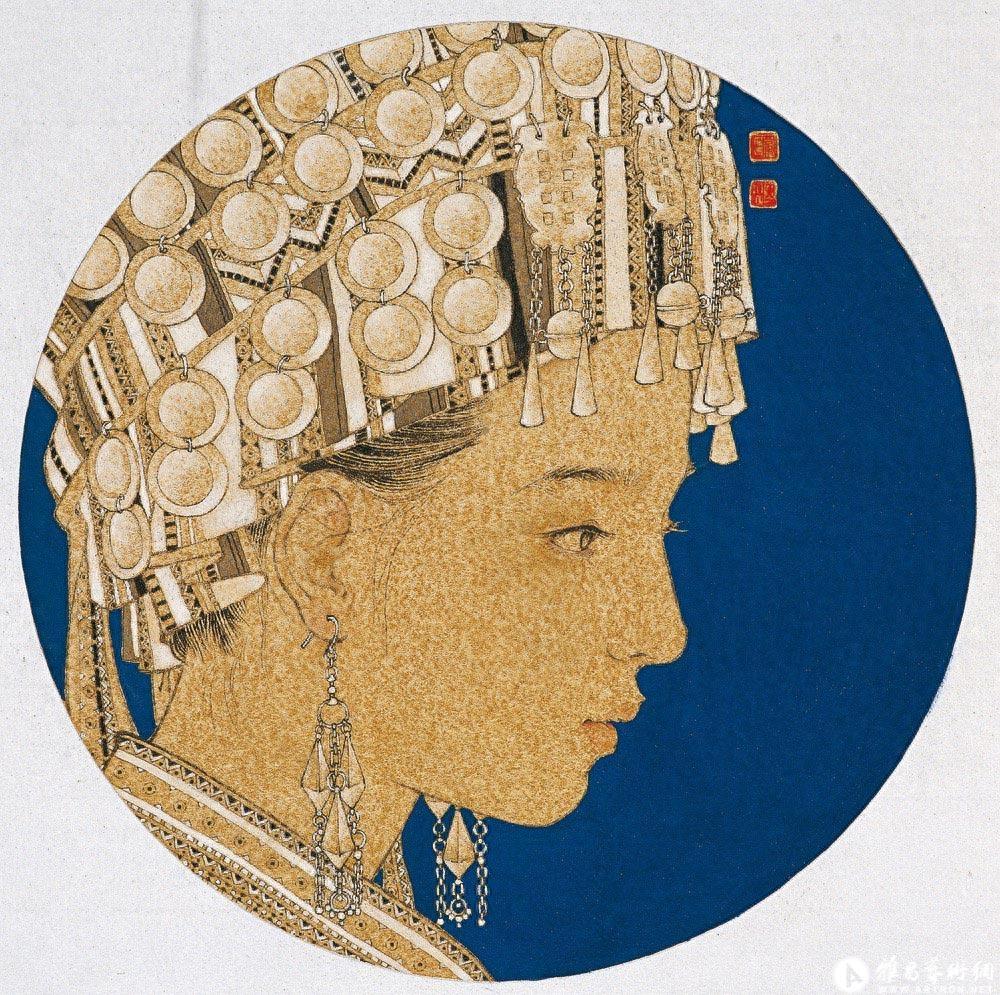 70后美女工笔人物画家罗寒蕾作品：在温情中绘制纯洁的梦