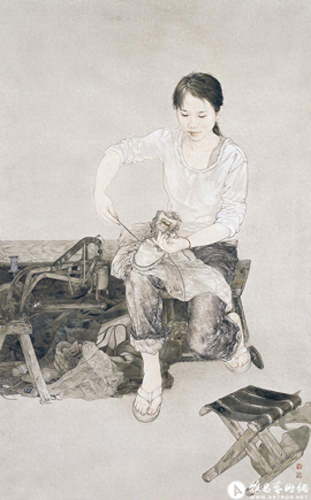 70后美女工笔人物画家罗寒蕾作品：在温情中绘制纯洁的梦