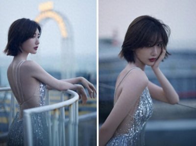 ​163cm的毛晓彤，厦门穿银色流苏长裙，“翩若惊鸿”，真美